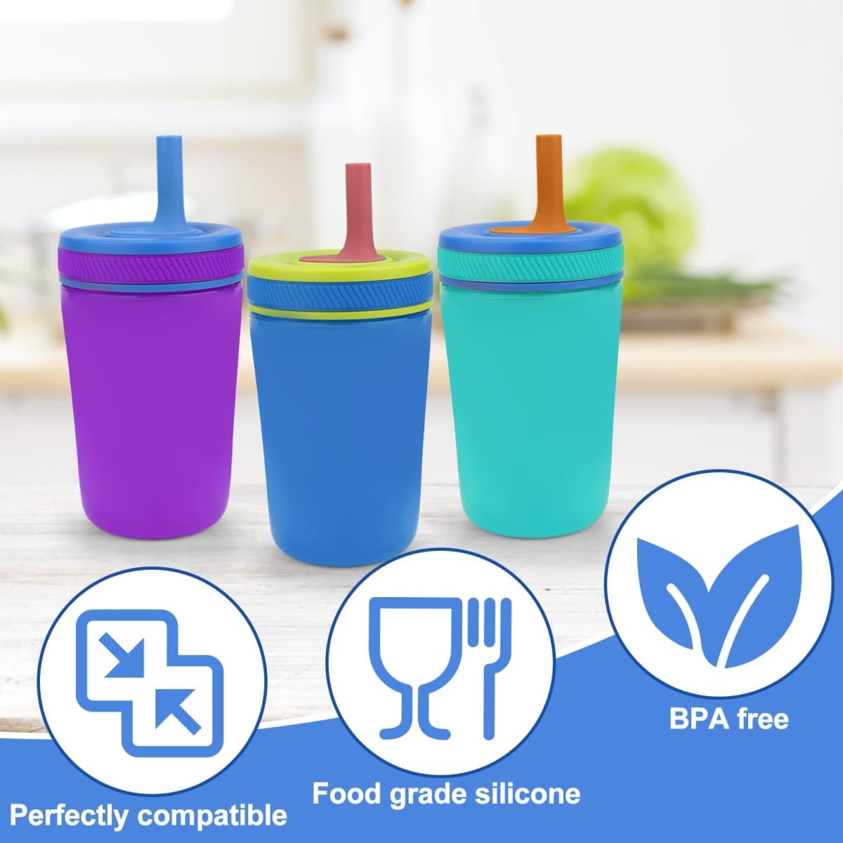Vodolo Straw Replacement Compatible with Zak Straw Cups,4PCS 15 oz Tumbler Water Bottle Reusable Silicone Straw BPA-Free with Straw Cleaning Brush for Zak Designs Kelso 12 oz Cups thumbnail 5