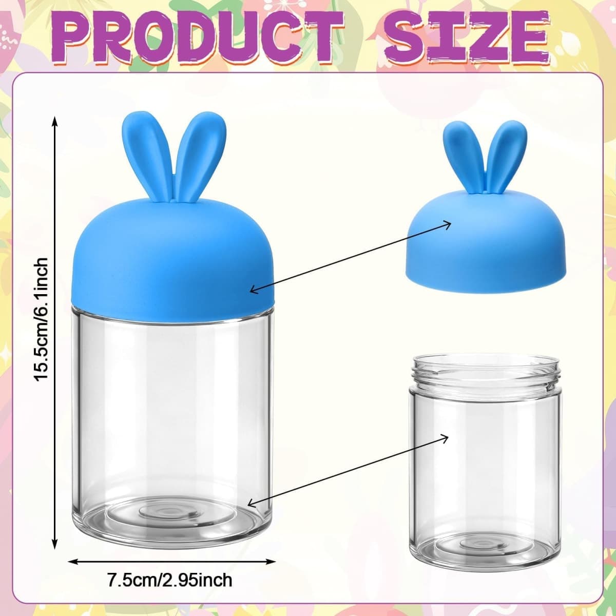 10 Pcs Easter Plastic Jar with Bunny Ear Lid Bunny Candy Cookie Jar Rabbit Shape Clear Candy Storage Container Airtight Ceramic Lid Food Storage Canister for Easter Party Gift Cookie Table Decorations thumbnail 2