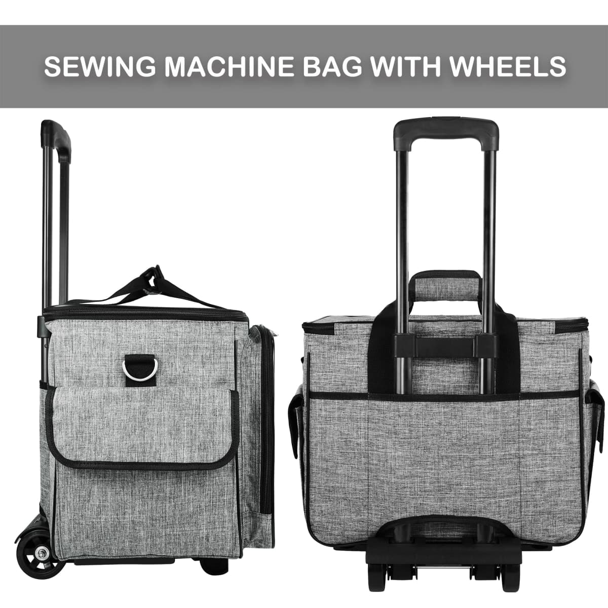 Rolling Sewing Machine Case, CAB55 Detachable Rolling Sewing Machine Carrying Bag on Wheels, Trolley Tote Bag with Detachable Bottom Wooden Board for Most Standard Sewing Machines and Accessories thumbnail 4