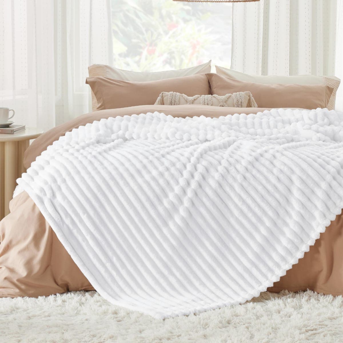 Bedsure Bedroom Decor King Size Blanket for Bed Pure White Bedding Gifts for Women Men, Soft Fluffy Fleece Cozy Fuzzy Plush Warm Big King Blanket, Spring White Gifts for Her Him, 108x90 thumbnail 3