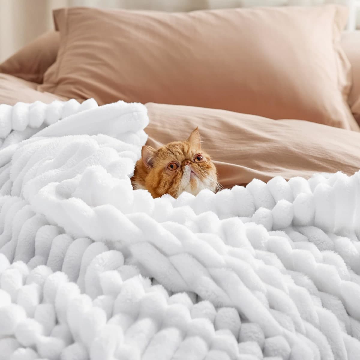 Bedsure Bedroom Decor King Size Blanket for Bed Pure White Bedding Gifts for Women Men, Soft Fluffy Fleece Cozy Fuzzy Plush Warm Big King Blanket, Spring White Gifts for Her Him, 108x90 thumbnail 5