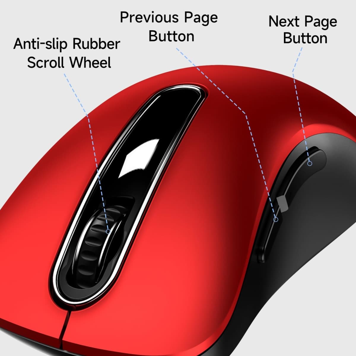 memzuoix Wired Mouse, USB, 1200 DPI, Ergonomic, Red, 5 Buttons, 5FT Cord, Right Handed, PC, Laptop, MacBook thumbnail 3