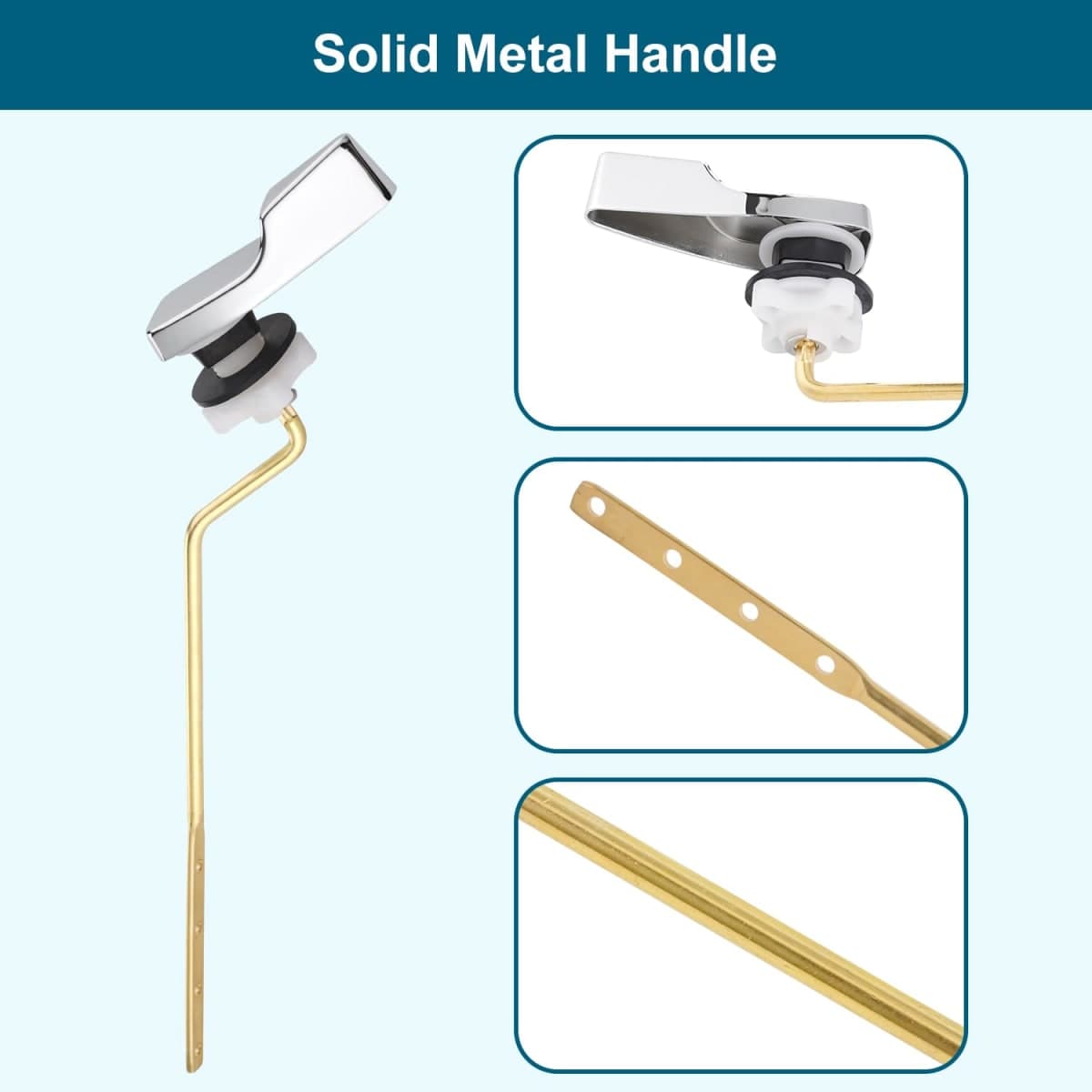 Universal Side Mount Metal Toilet Handle Replacement Kit, Chrome thumbnail 4