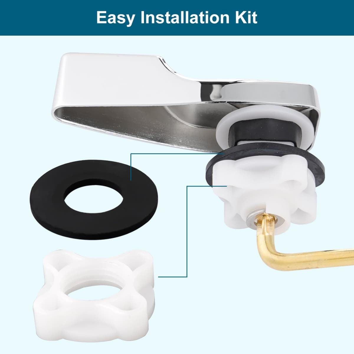 Universal Side Mount Metal Toilet Handle Replacement Kit, Chrome thumbnail 5