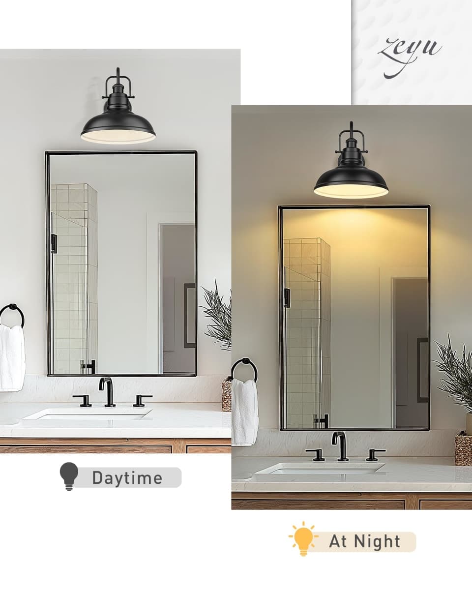 zeyu 11 Inch Modern Barn Light, 1-Light Wall Sconces, Industrial Wall Lantern for Porch, Kitchen, Black Finish, 016-1B BK thumbnail 4