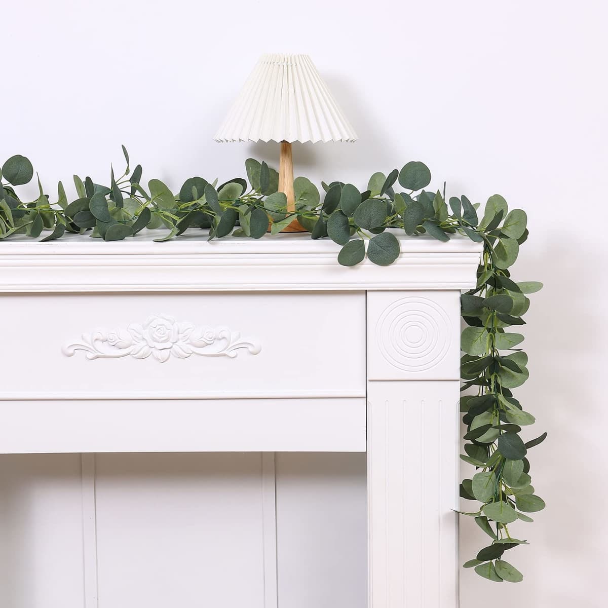 FUGZAUD 2 Pack Artificial Eucalyptus Garland Faux Silk Leaf Silver Dollar Eucalyptus Leaves Vines Handmade Garland Greenery Wedding Backdrop Indoor Outdoor Arch Wall Decoration thumbnail 4