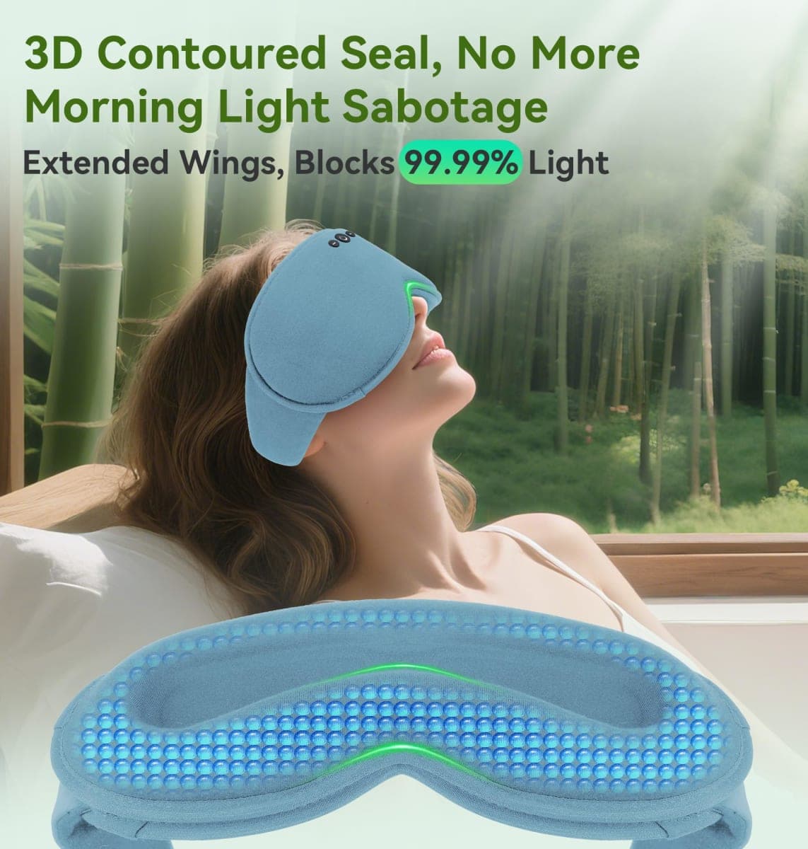 LC-dolida Bamboo Cotton Weighted Bluetooth Sleep Masks, 3D Weighted Sleep Masks with Bluetooth 5.4 Headphones, Total Blackout Bluetooth Sleep Mask for Women Men, Weight Eye Mask for Sleeping, Ash Blue thumbnail 5