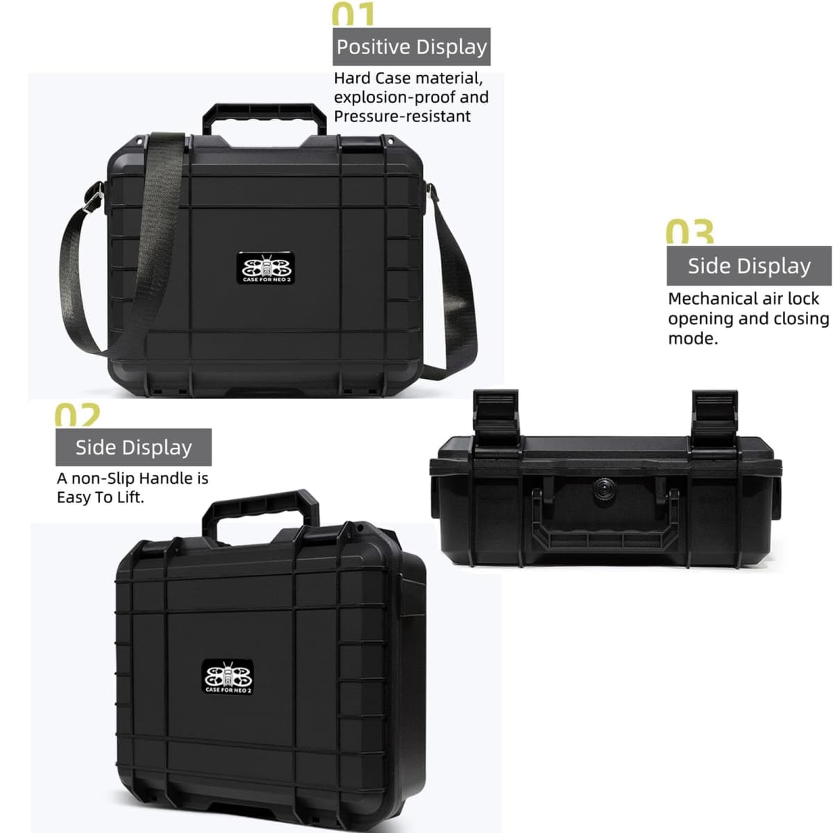 FSIDIWT Neo 2 Hard Case, Waterproof Travel Carrying Case Storage Shoulder Bag for DJI Neo 2 Fly More Combo, RC-N3 Remote Controller and Accessories thumbnail 3