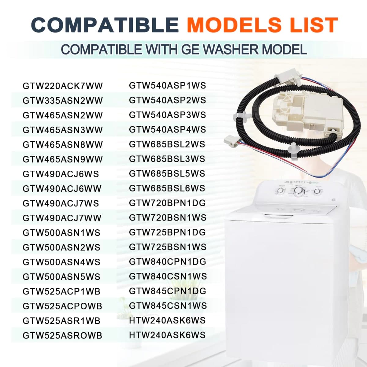 WH08X32657 Lock and Harness for GE, Replaces WH08X31222 4963152 AP7033485 PD00070146 PS16619254, for Model GTW335ASN2WW GTW465ASASASASAS. ASASN9W W HTHTHTHTW240ASK6WS GTW220ACK7WW thumbnail 3