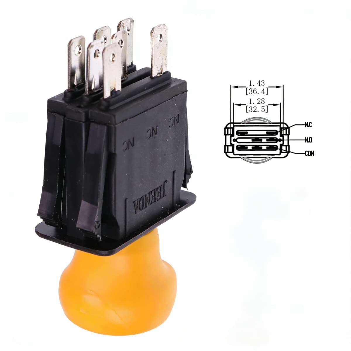 JEENDA PTO Switch 925-04175A, 2 Positions, Push Button Actuator, Yellow, Manual Operation thumbnail 4
