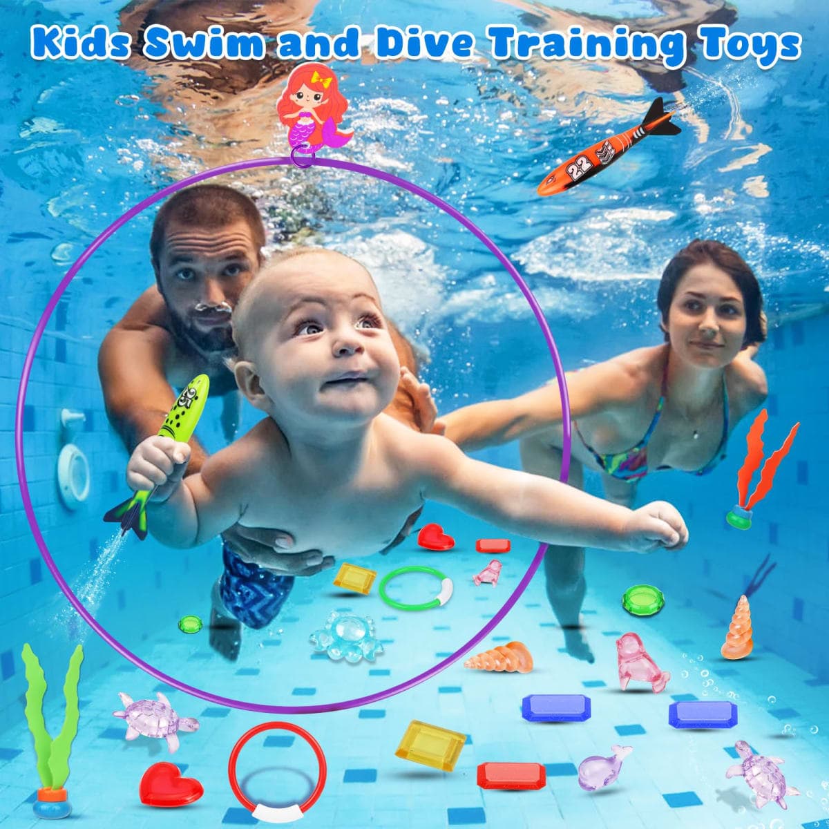 Airyard Pool Toys Diving Rings for Kids 31 PCS Underwater Swim Rings and Diving Game Set Fun Pool Game Backyard Summer Water Toys for Birthday Party Toddlers Kids Teens Adults thumbnail 3