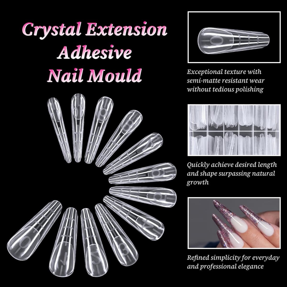 Clear Dual Forms Nail Molds for Gel Nail Extension - 120pcs Clear Nail Forms with Box, Reusable Curved Nail Tips Molds with Scale for DIY Nail Art Manicure thumbnail 3