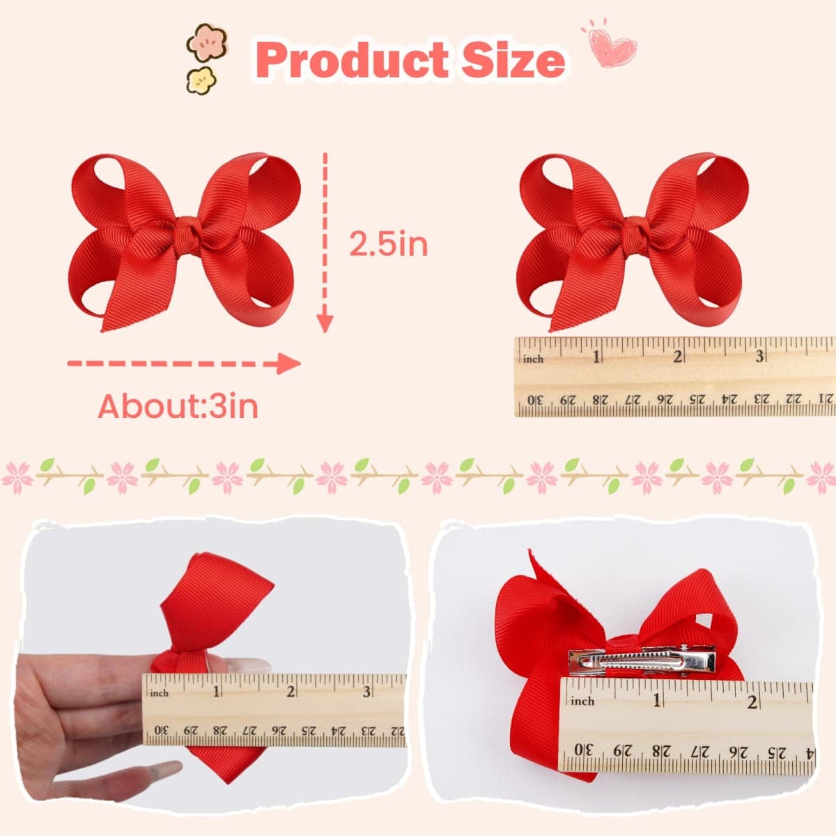 Hair Bows for Girls,40pcs Little Girls Hair Bows Clips In Pairs Mix Colors Pigtail Cheer Alligator Clips for Baby Toddlers Kids thumbnail 3