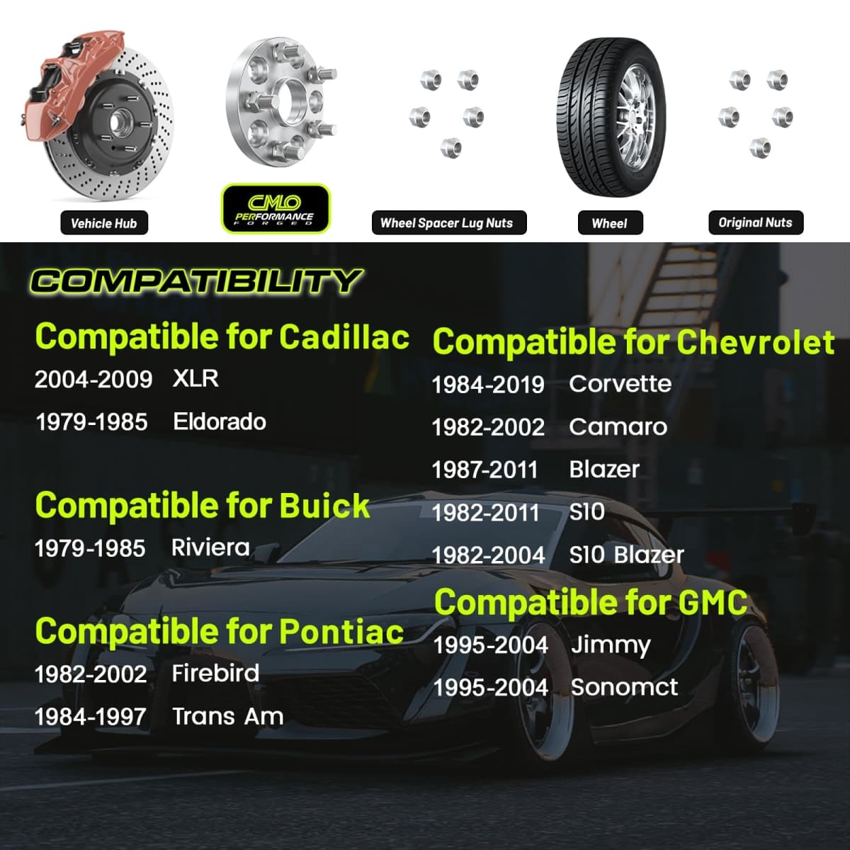 2 Pieces 1" 25mm Hub Centric Wheel Spacers Bolt Pattern 5x4.75 5x120.65 5x120.7 Center Bore 70.3mm Thread Pitch 12x1.5 Studs Compatible for Corvette Firebird Camaro Riveria Eldorado thumbnail 5