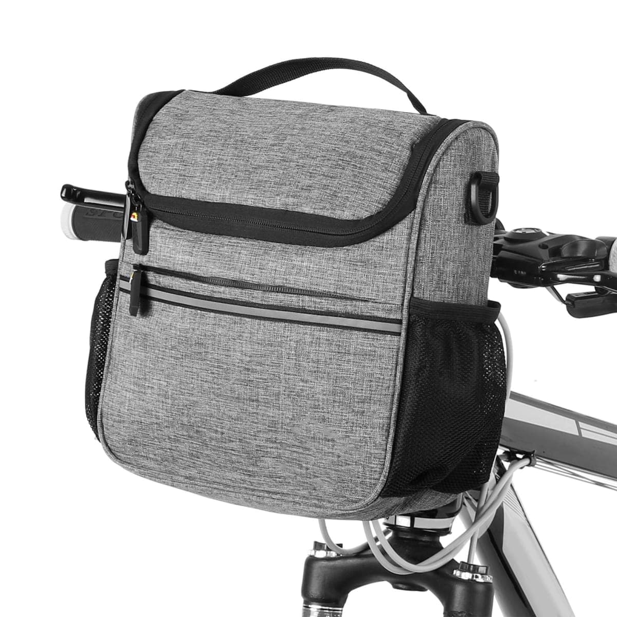 HUIOP bike handlebar bag, Waterproof Bike Handlebar Insulated Cooler Bag Front Bag Mountain Road Cycling Handlebar Basket Bag Pannier Shoulder Bag thumbnail 3