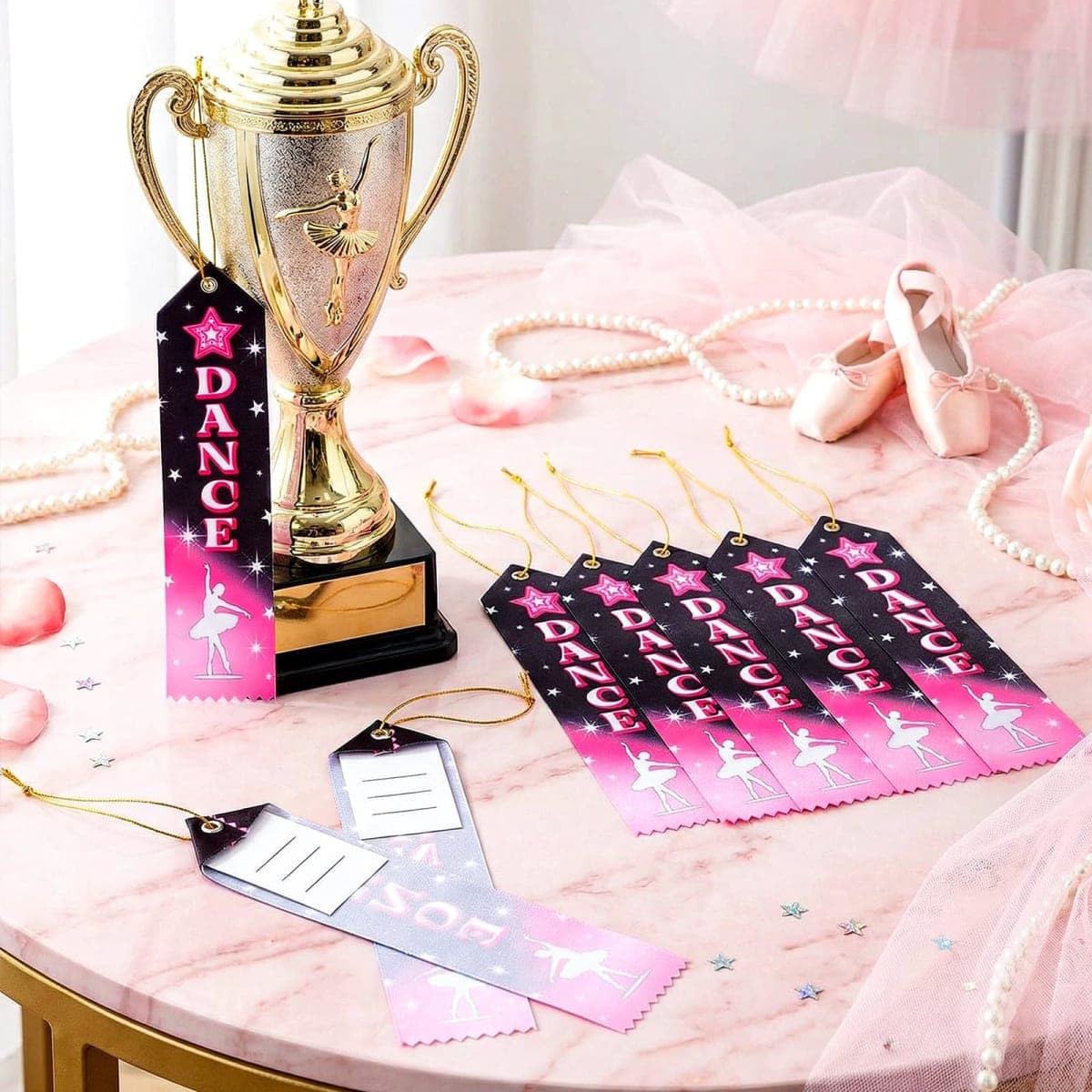 Tingjoo 50 Pcs Dance Award Ribbons Bulk 8 x 2 Inches Dance Achievement Ribbons Bulk with Event Card and Rope Participation Award Prize for Dancing Ballet Competitions Classroom Activities thumbnail 4