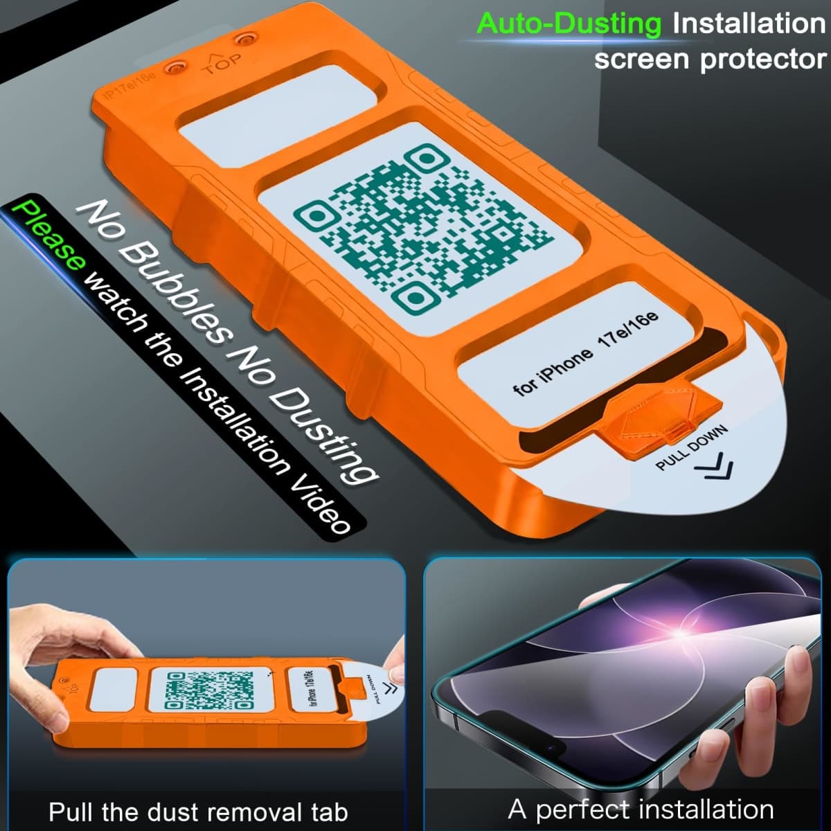 [Auto-Dust Removal] IMBZBK 3 Pack Screen Protector for iPhone 17e [6.1 INCH] Accessories, Case Friendly Film, Military Grade Shatterproof Tempered Glass 3 Camera Lens Protector, Easy Installation thumbnail 2