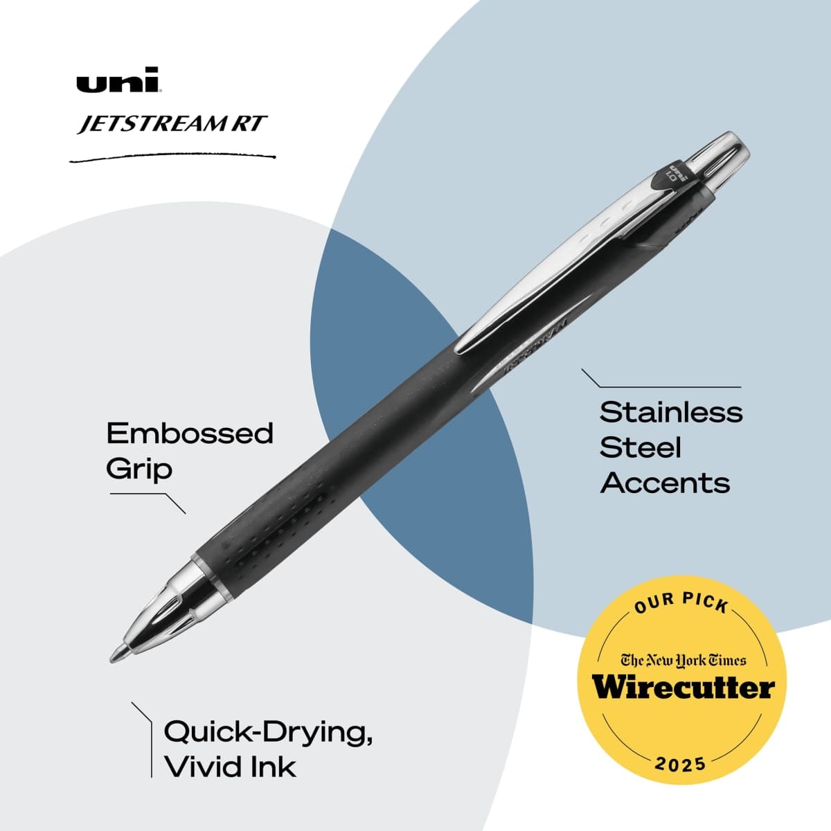 uni-ball Jetstream RT Retractable Roller Ball Pens, Bold Point, Black Ink, Pack of 3 thumbnail 3