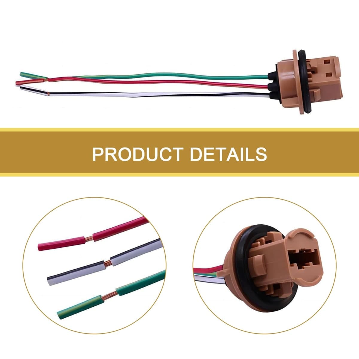 AWGUKA Pack-2 Automotive 7443 Brake Light Bulb Holder, Socket Pigtail Harness Connector, Waterproof Insulation Plastic Female Adapter, Universal for Cars Bulb Mounting Assembly (Multicolored) thumbnail 3