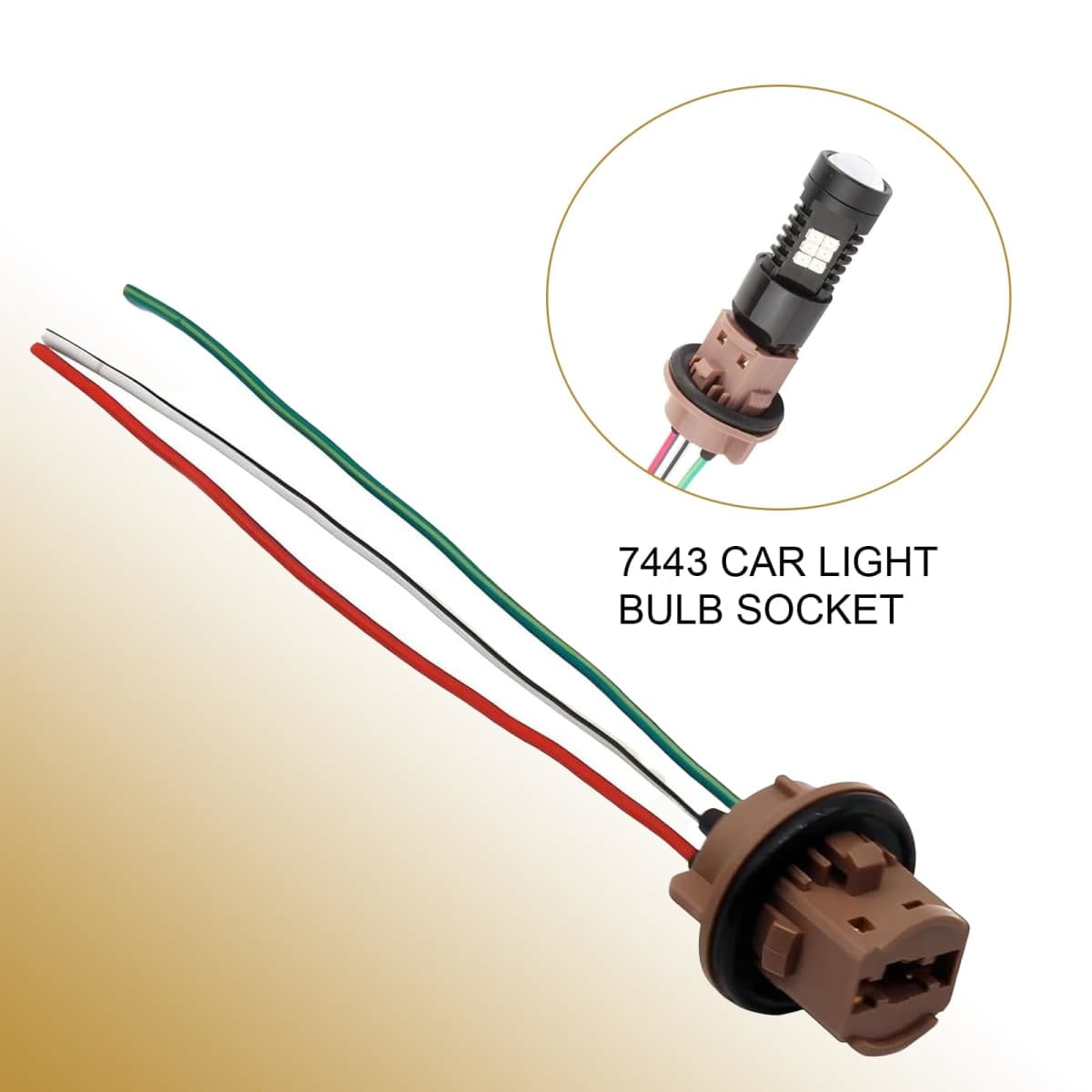 AWGUKA Pack-2 Automotive 7443 Brake Light Bulb Holder, Socket Pigtail Harness Connector, Waterproof Insulation Plastic Female Adapter, Universal for Cars Bulb Mounting Assembly (Multicolored) thumbnail 5