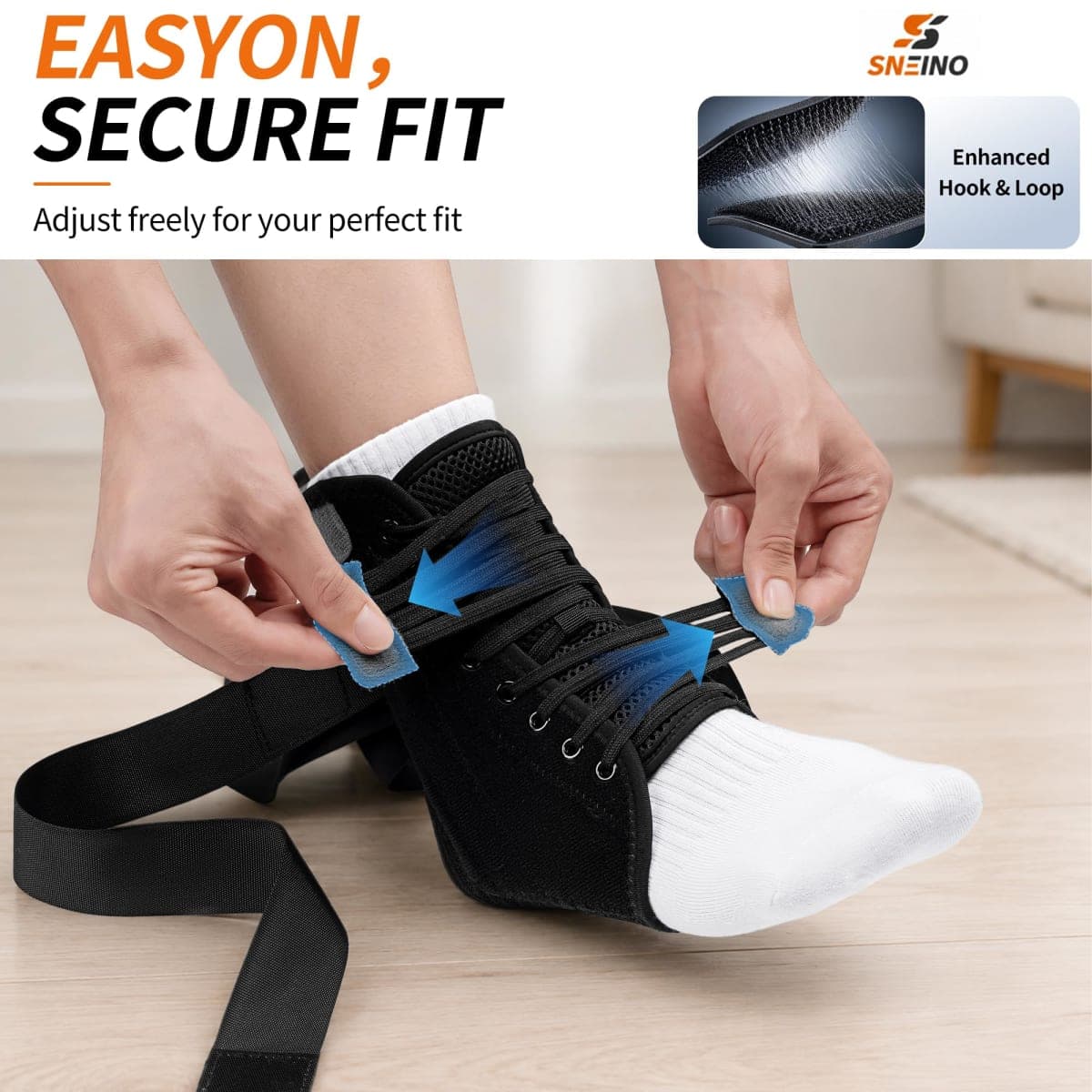 SNEINO Ankle Brace for Sprained Ankle, Adjustable Lace Up Ankle Brace for Women & Men, Ankle Stabilizer for Injury Recovery, Sprain, Joint Pain, Ankle Support for Volleyball, Running, Sports. (Medium/Pack of 1) thumbnail 3
