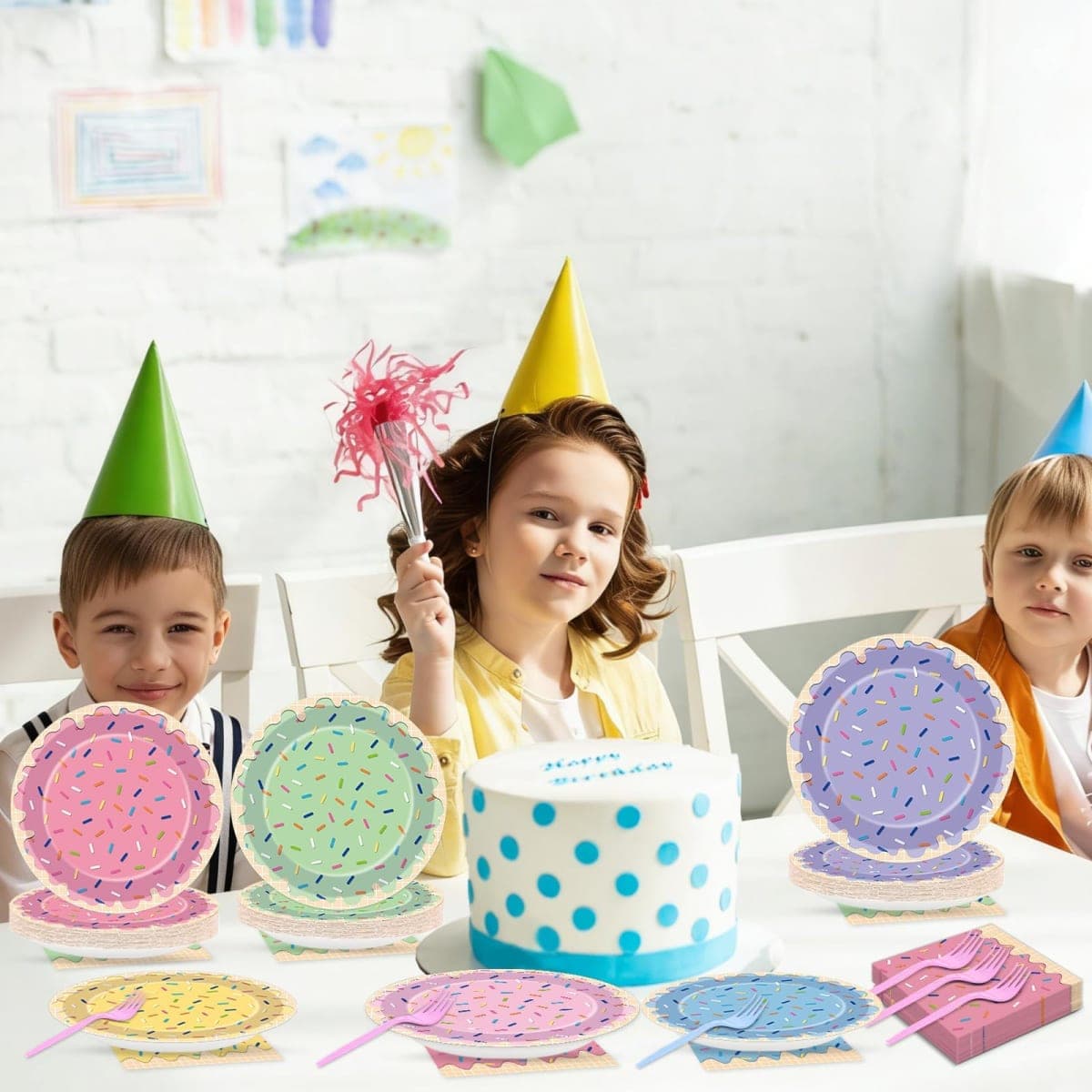 96Pcs Ice Cream Party Decorations Sweet One Birthday Plates Tableware Set Colorful Sprinkle Dessert Theme Dinner Paper Plates Napkins Donut Theme Dinnerware for Girls Baby Shower Party Supplies Favors thumbnail 5