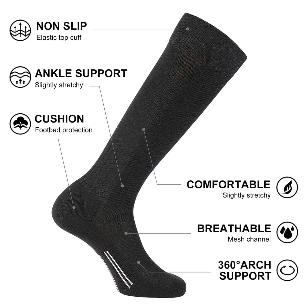 FITRELL 2/3 Pack Soccer Socks For Youth Kids Adult Baseball Softball Football Socks For Men Women Boys Girls, Light Blue*2, XS thumbnail 5