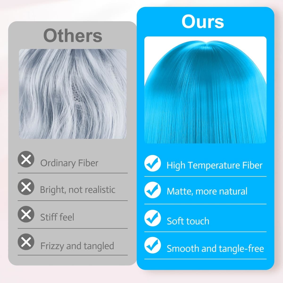 Short Bob Wigs Straight Hair with Flat Bangs Heart Shape Sunglasses for Women, MEEZY Colorful Funny Cosplay Party Neon Wig (Blue) thumbnail 3
