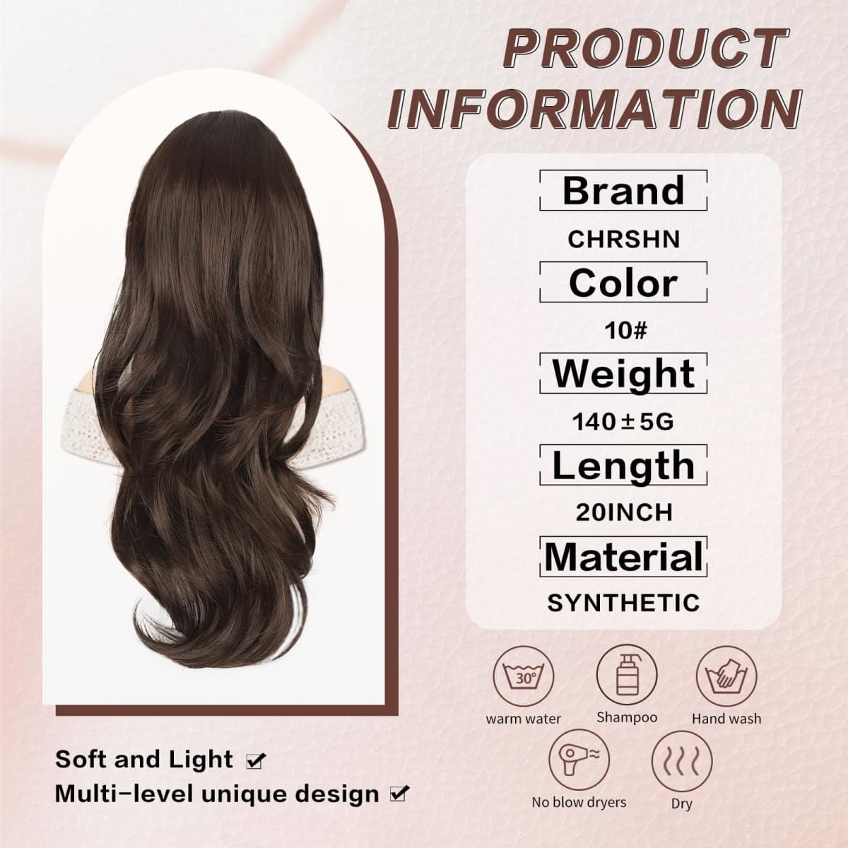 CHRSHN Ponytail Extension, Drawstring Ponytail Extension for Women 20 Inch Long Wavy Pony Tails Hair Extensions Synthetic Clip in Ponytail Hairpiece for Women(Medium Brown) thumbnail 4