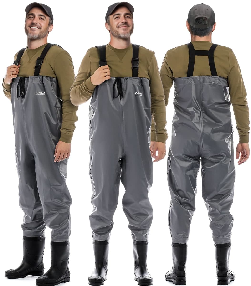 Foxelli Chest Waders - Durable & Lightweight Fishing Waders for Men & Women with Boots, 2-ply Nylon/PVC Waterproof BootFoot Chest Waders thumbnail 2
