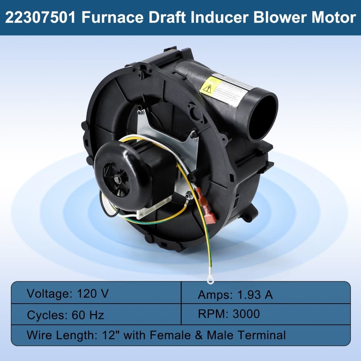 Aibabcue Furnace Draft Inducer Blower Motor Replaces Goodman 22307501, 0171M00001S, Rotom FB-RFB501, Jakel J238-150-15293, 119384-00 thumbnail 2