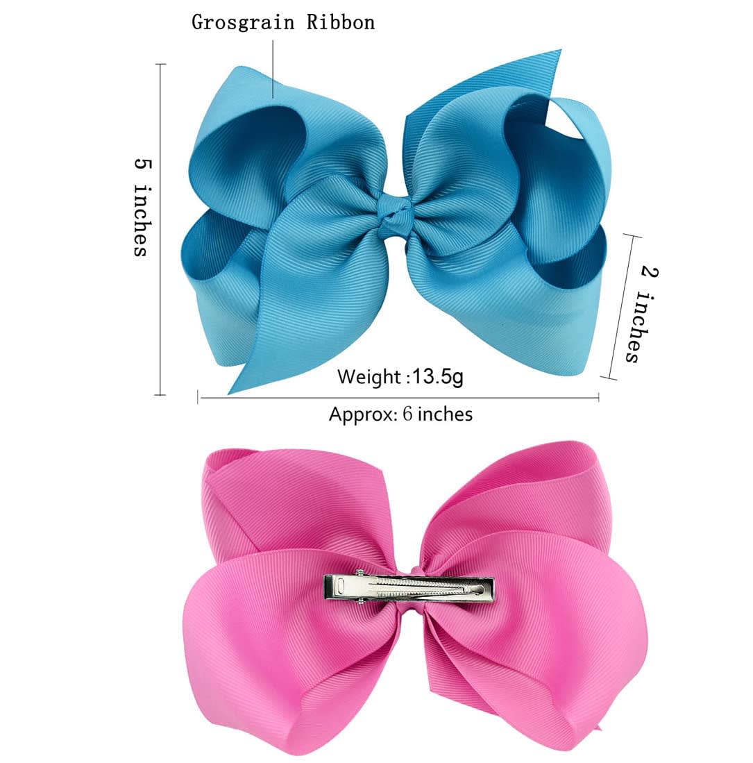 25Pcs 6 inch Hair Bows Clips Solid Color Grosgrain Ribbon Larger Hair Bows Alligator Clips Hair Accessories for Baby Girls Infants Toddlers Kids Teens thumbnail 3