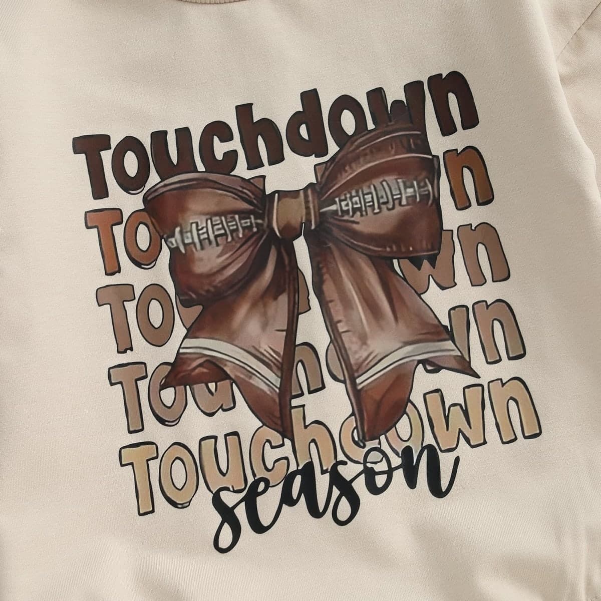 FYBITBO Newborn Infant Baby Girl Football Outfits Bow Touchdown Season Sweatshirt Romper Fall Long Sleeve Onesie Clothes, B-bow Football Outfit, 12-18 Months thumbnail 5
