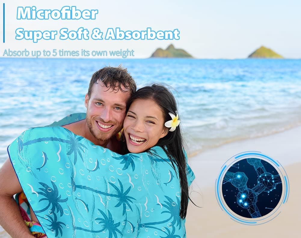 2 Pack Microfiber Lightweight Beach Towel 71"x32" Oversized Extra Large Thin Sand Free Blue Mandala Towels Travel Swim Pool Yoga Gym Camping for Adults Beach Essentials Accessories Vacation Gift thumbnail 5