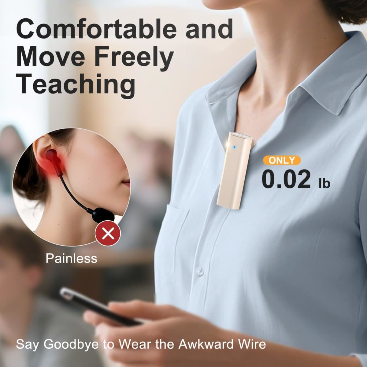 PRUNUS A10 Voice Amplifier Wireless with Lavalier Microphone Charging &Storage,Portable Voice Amplifier with Laple Mic Speaker,Mini Voice Amplifier for Classroom,Speech,Training Outdoor-Beige thumbnail 2