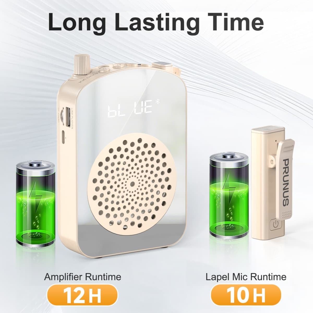 PRUNUS A10 Voice Amplifier Wireless with Lavalier Microphone Charging &Storage,Portable Voice Amplifier with Laple Mic Speaker,Mini Voice Amplifier for Classroom,Speech,Training Outdoor-Beige thumbnail 5