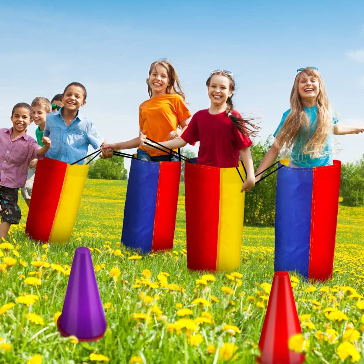 53 Pieces Outdoor Lawn Game Carnival Toss Set Potato Sack Race Bags Egg and Spoon Race Party Ring Bean Bag Tossing Cones Prizes for Adult Family Birthday Party Outdoor Game Supplies thumbnail 3