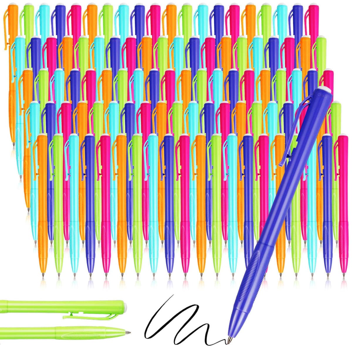 Meanplan 100 Pcs Ballpoint Pens Bulk Retractable Black Ink Pens 1mm Colorful Aesthetic Writing Supply for Journaling Note Home Business Office College Supplies, 5.7 x 0.4 Inch(Pastel,Novel Style) — image 1