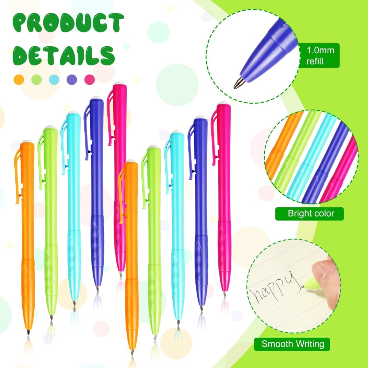 Meanplan 100 Pcs Ballpoint Pens Bulk Retractable Black Ink Pens 1mm Colorful Aesthetic Writing Supply for Journaling Note Home Business Office College Supplies, 5.7 x 0.4 Inch(Pastel,Novel Style) thumbnail 3
