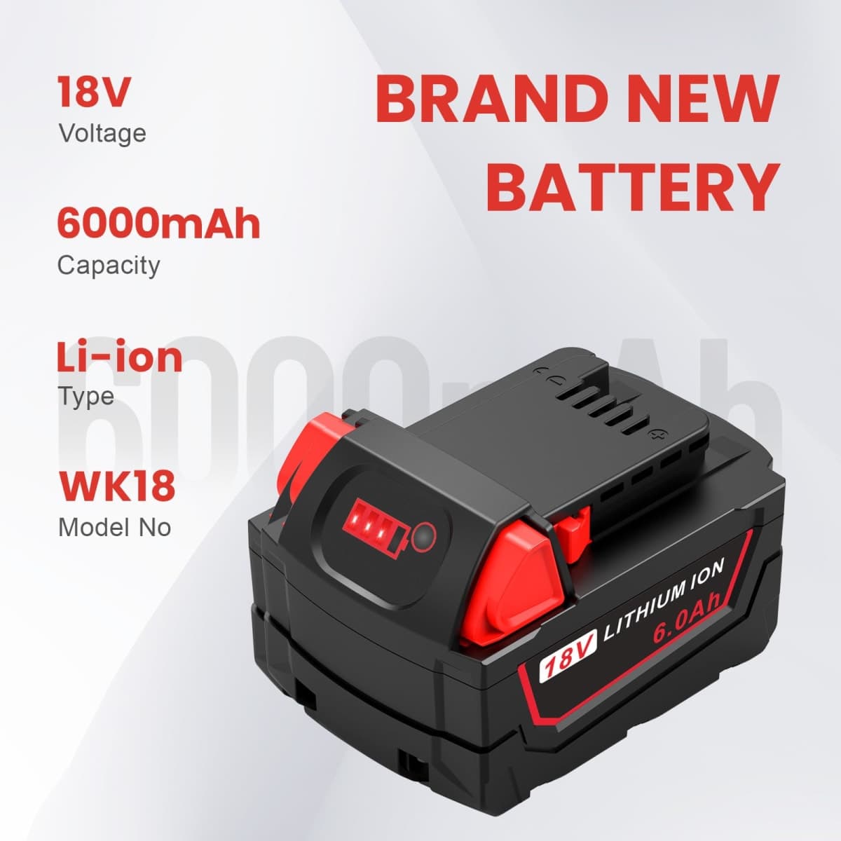 2 Packs Compatible for Milwaukee 18v Battery WK18 6.0Ah Batteries for Milwaukee Mk-18, Strong Power High Capacity for Milwaukee, Compatible with 48-11-1850 48-11-1852 48-11-1865 48-11-1862 48-11-1840 thumbnail 2