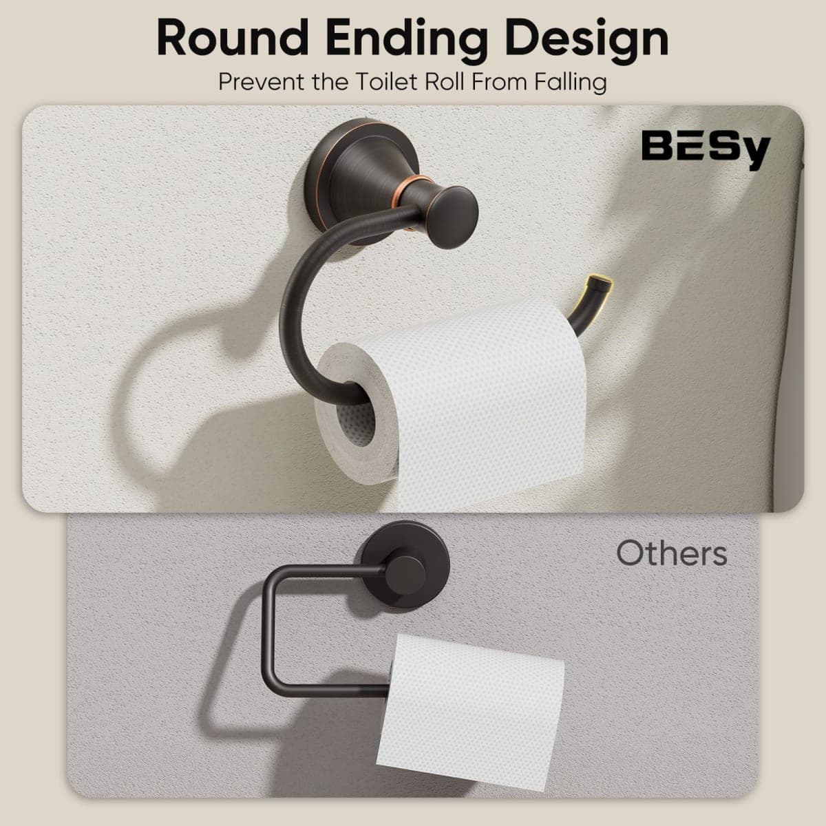 BESy Oil Rubbed Bronze Toilet Tissue Paper Holder Oil Rubbed Bronze Bathroom Accessories Toilet roll Paper Hanger Wall Mounted Rustproof thumbnail 3