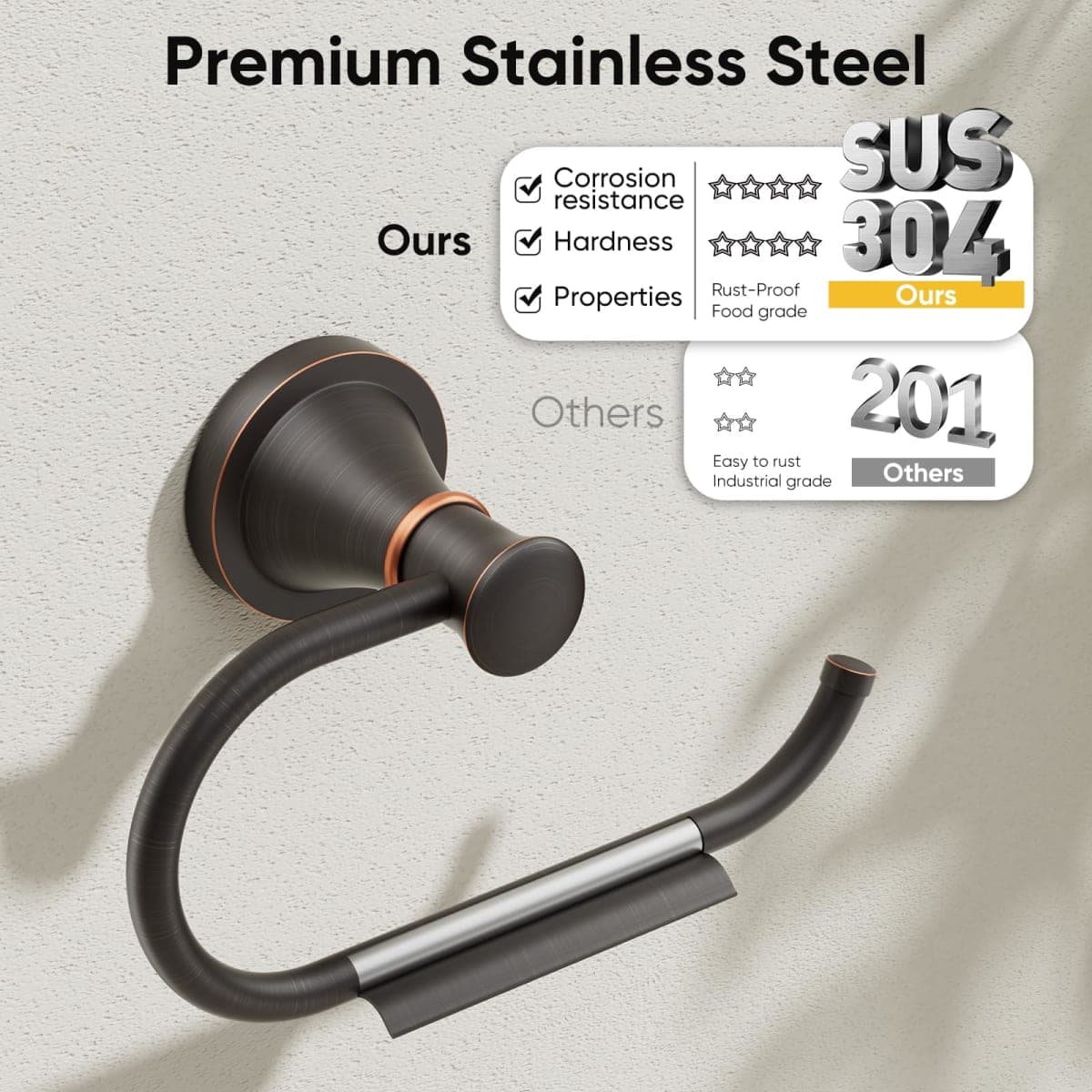 BESy Oil Rubbed Bronze Toilet Tissue Paper Holder Oil Rubbed Bronze Bathroom Accessories Toilet roll Paper Hanger Wall Mounted Rustproof thumbnail 4