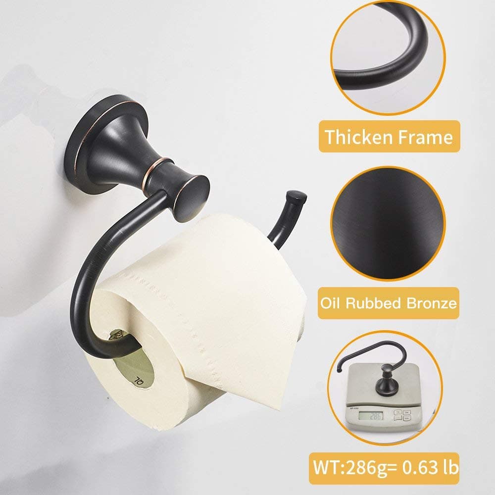 BESy Oil Rubbed Bronze Toilet Tissue Paper Holder Oil Rubbed Bronze Bathroom Accessories Toilet roll Paper Hanger Wall Mounted Rustproof thumbnail 5