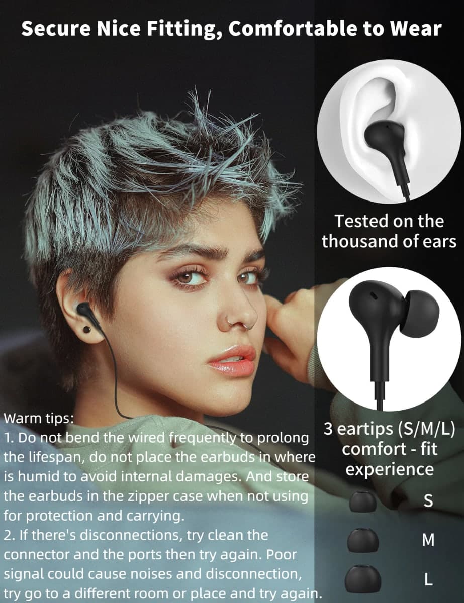USB C Headphone for Samsung S26 S25 FE S24 A16 A17 Wired Earbuds Magnetic in-Ear Type C Earphone with Microphone Volume Control Bass Stereo Noise Canceling for iPhone 17 Pro Max 16 16e 15 Pixel 10a 9a thumbnail 4