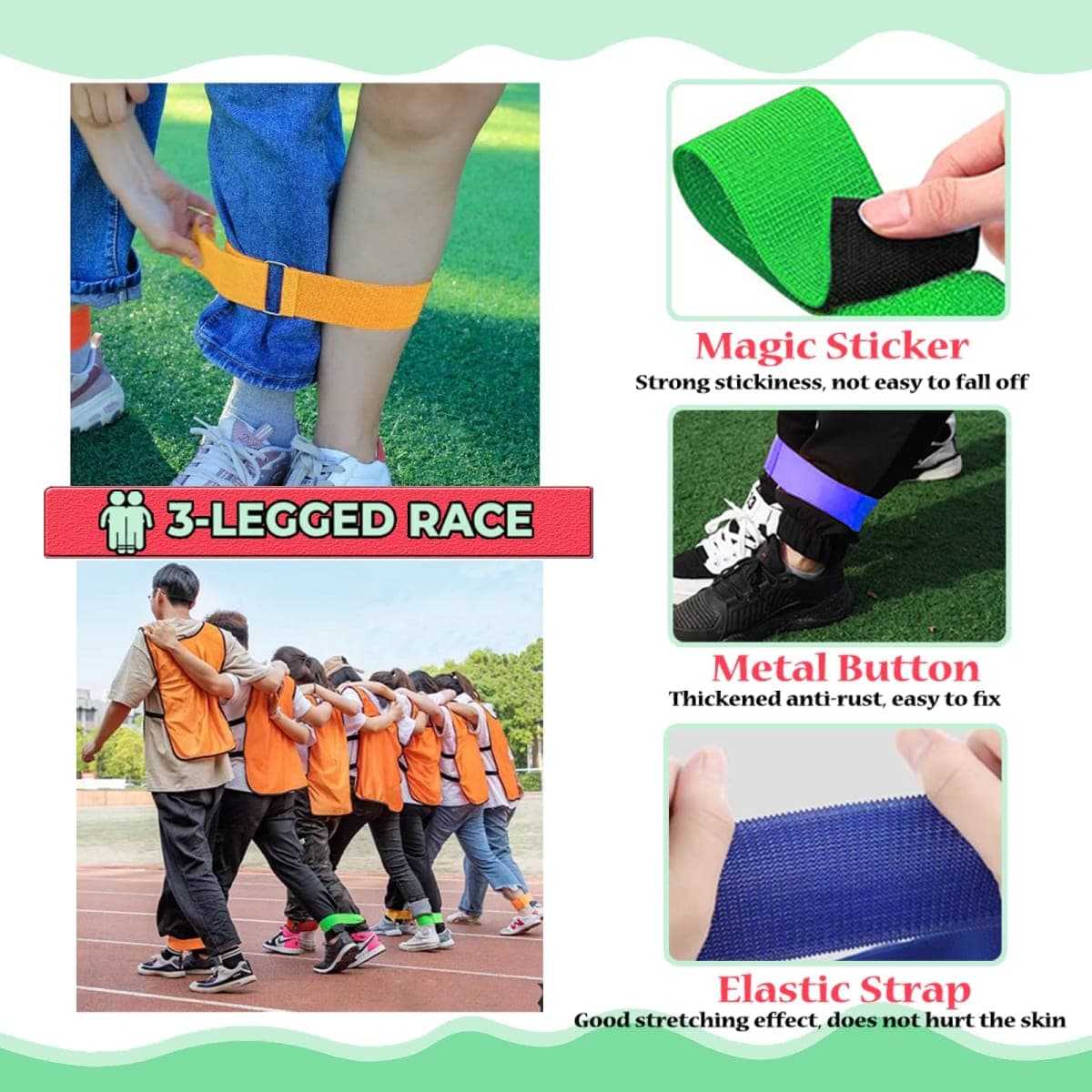 58PCS Carnival Outdoor Games Combo Set,17.7IN Hopper Balls with Handle,Egg Spoon Relay Race,Soft Plastic Cones Bean Bags Ring Toss Game,3 Legged Race for Family Reunion Outside Field Day Easter Games thumbnail 5