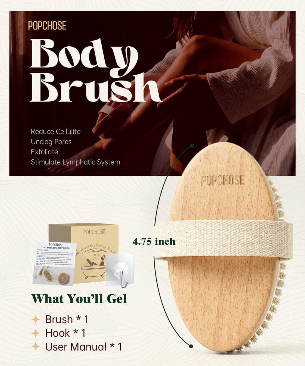 POPCHOSE Dry Brushing Body Brush for Flawless Skin, Cellulite Reduction thumbnail 4