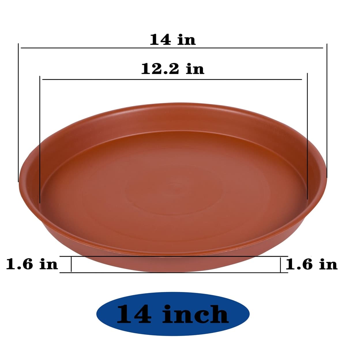 Bleuhome 2 Pack of Bird Bath Bowl 14 inch, 1.6" Depth, 12 14 16 18 19 inch Heavy Duty BirdBath Bowls only, Plastic Round Large Plant Saucer Dish for Garden (14", Terracotta) thumbnail 2