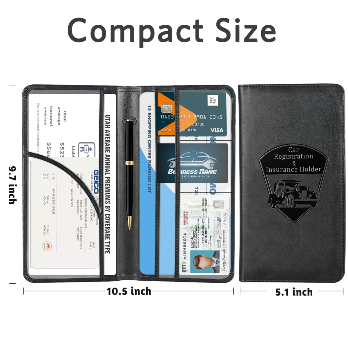 CoBak Car Registration and Insurance Holder - Vehicle Glove Box Car Organizer,Auto Truck Comparment Accessories Case with Magnetic Closure for Essential Document,Driver License,Cards thumbnail 5