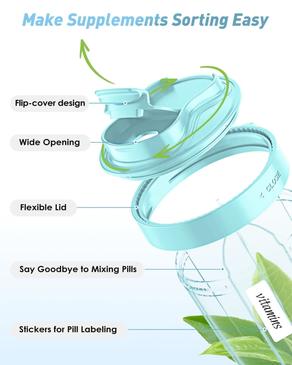 Large Pill Dispenser to Store 7 Various Supplements（Sky Blue） thumbnail 3