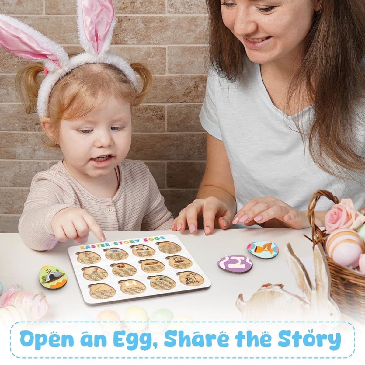 Easter Story Eggs - Resurrection Eggs Easter Story - 12 Wooden Egg Puzzle thumbnail 3